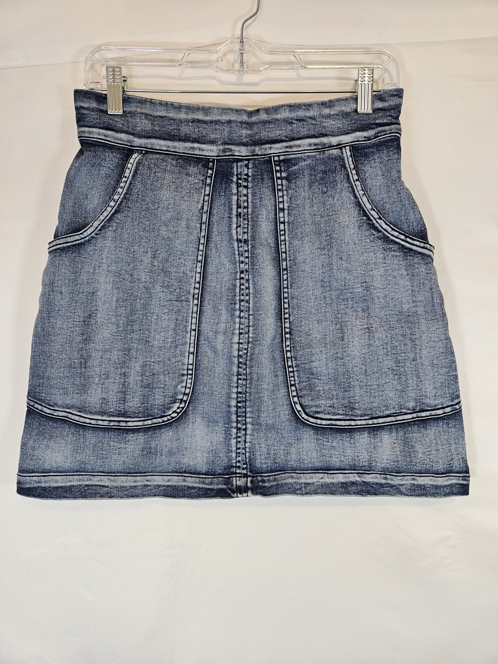Harlowe & Graham Light Blue Washed Denim Pocket Mini Skirt